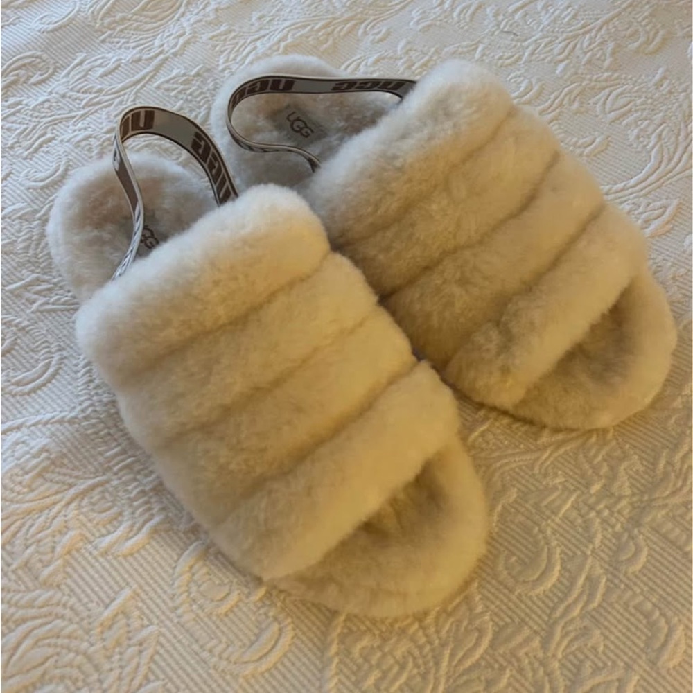 UGG Cream Plush Slide Slippers